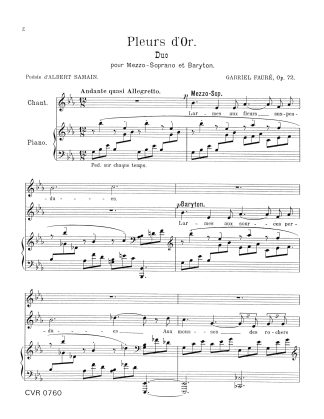 Pleurs d'or  (Mezzo - Baritone) E-flat Major