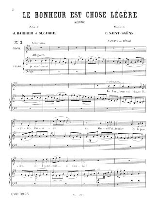 Le bonheur est chose legere (voice w/ piano)