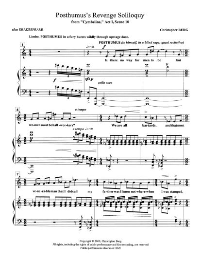Posthumus's Revenge Soliloquy from Cymbeline Act 1Sc.10