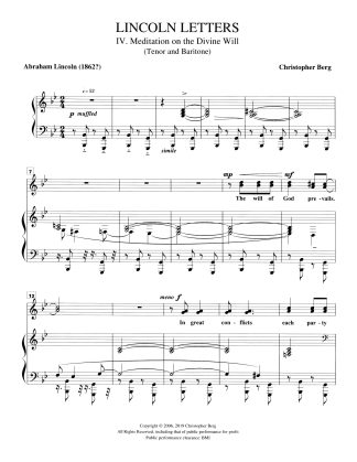Lincoln Letters - Songs (and a duet) on letters and notes of Abraham Lincoln