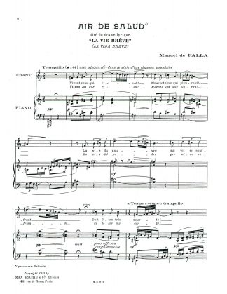 La Vida Breve Air de Salud spanish french text