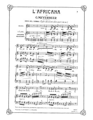 L'Africana Figlio del sol mio dolce amor (Selika) i.