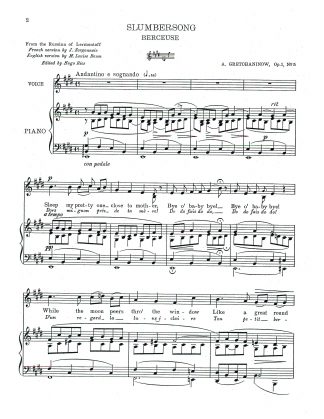 Slumber Song (Berceuse) Op. 1 No. 5  e. f.