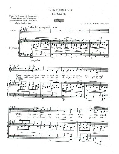 Slumber Song (Berceuse) Op. 1 No. 5  e. f.