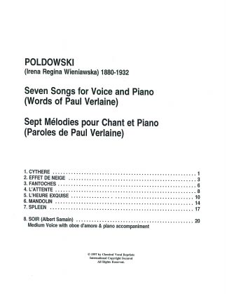 7 Songs (Verlaine) + Soir (Samain) voice w/ oboe d'amore & piano)
