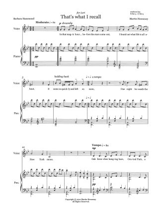 That's what I recall (Cabaret Song) Lyrics by Barbara Hammond