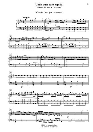 Unda quæ curit rapida, Cantata