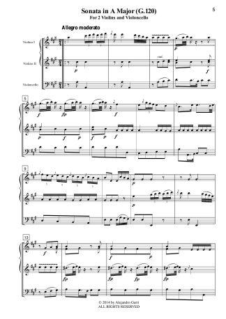 Six Trio Sonatas, Opera III, Volume 2: Sonata in A Major (G.120)