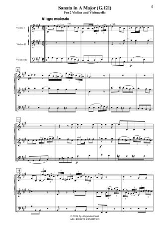 Six Trio Sonatas, Opera III, Volume 3: Sonata in A Major (G.121)