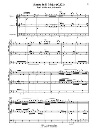 Six Trio Sonatas, Opera III, Volume 4: Sonata in D Major (G.122)