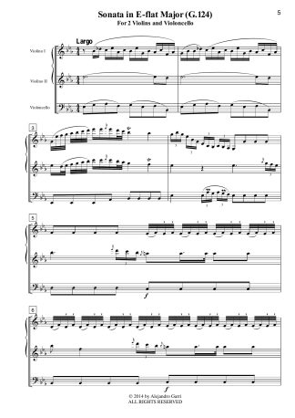 Six Trio Sonatas, Opera III, Volume 6: Sonata in E-flat Major (G.124)