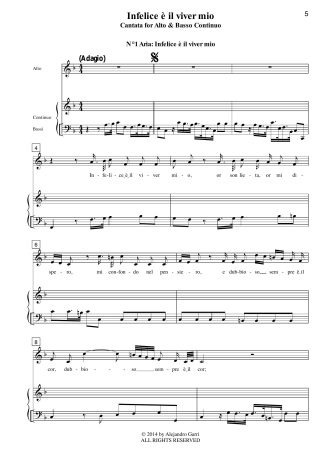 Infelice è il viver mio, Cantata