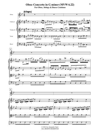 , Oboe Concerto in G minor (MWV 6.22)