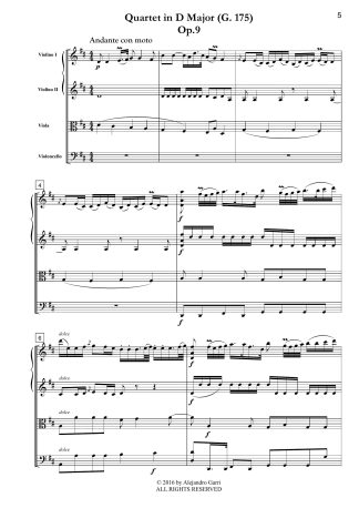 Six String Quartets, Op.9, Volume 5: Quartet in D Major (G.175)