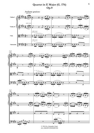 Six String Quartets, Op.9, Volume 6: Quartet in E Major (G.176)