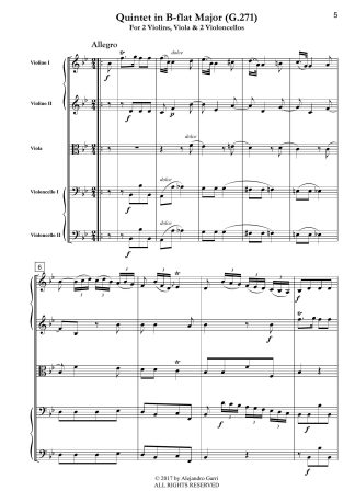 Six String Quintets, Op.11, Volume 1, Quintet in B-flat Major (G.271)