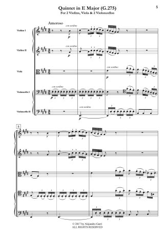 Six String Quintets, Op.11, Volume 5, Quintet in E Major (G.275)