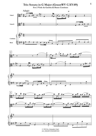 Trio Sonata in G Major (GraunWV C:XV:89), (2 viole da gamba version)