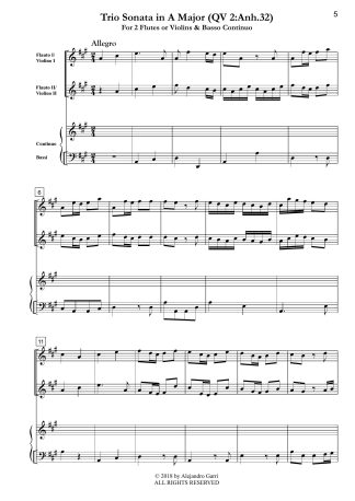 Trio Sonata in A Major (QV 2:Anh.32)