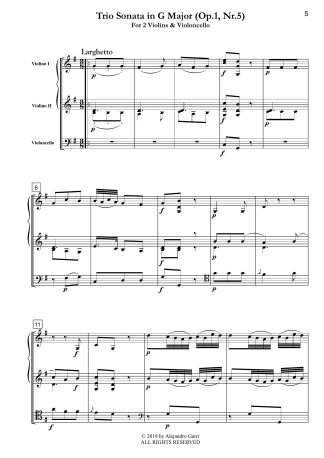 Trio Sonata in G Major, (Op.1, Nr.5)