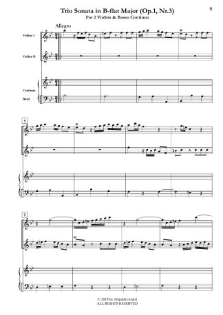 Trio Sonata in B- flat Major (Op.1, Nr.3)