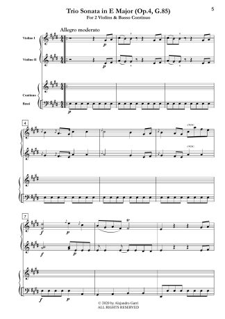 Trio Sonata in E Major (Op.4, G.85)