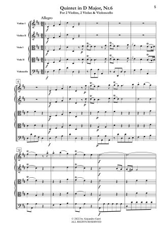 Six String Quintets (Quintet in D Major, Nr.6)