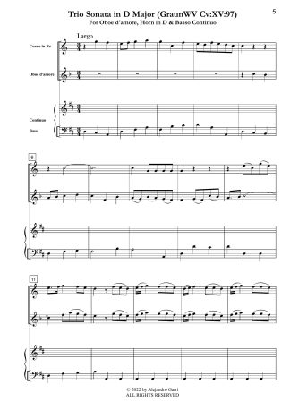 Trio Sonata in D Major (GraunWV Cv:XV:97)
