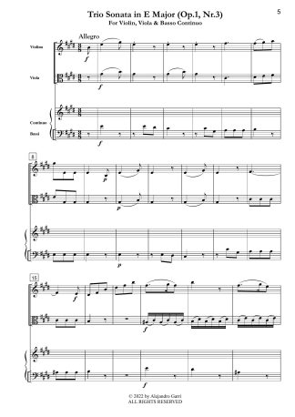 Trio Sonata in E Major (Op.1, Nr.3)