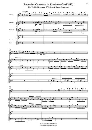 Recorder Concerto in E minor (GroF 550)