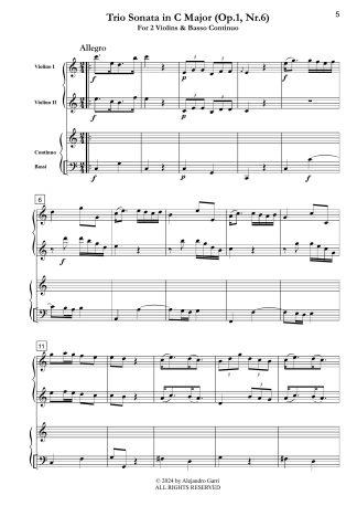 Trio Sonata in C Major (Op.1, N°6)