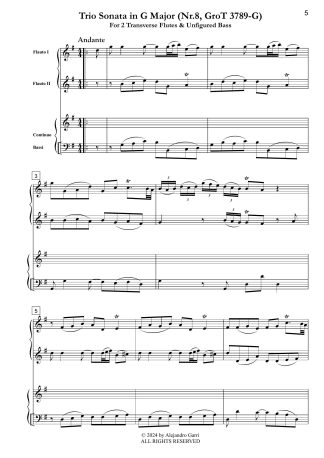 Trio Sonata in G Major (Nr.8, GroT 3789-G)
