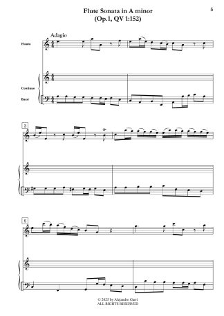 Flute Sonata in A minor, (Op.1, QV: 1:152)